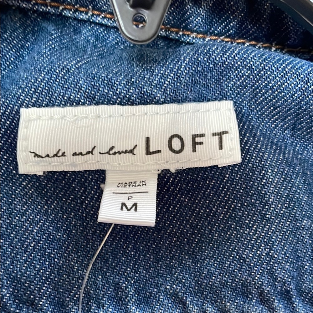 Loft Blue Denim Button-Up Shirt. N W T. MP. - Picture 5 of 5